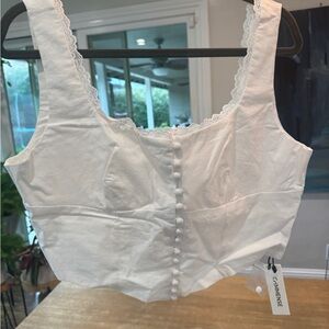 Lace Trim Button Up Strappy Top